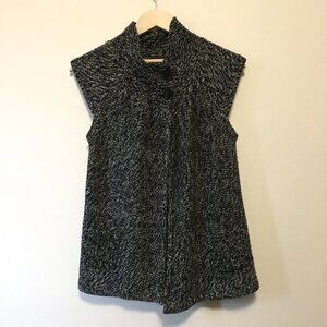 Coquette Cleo Salt & Pepper Buttoned High Collar Cap Sleeve Cardigan Small